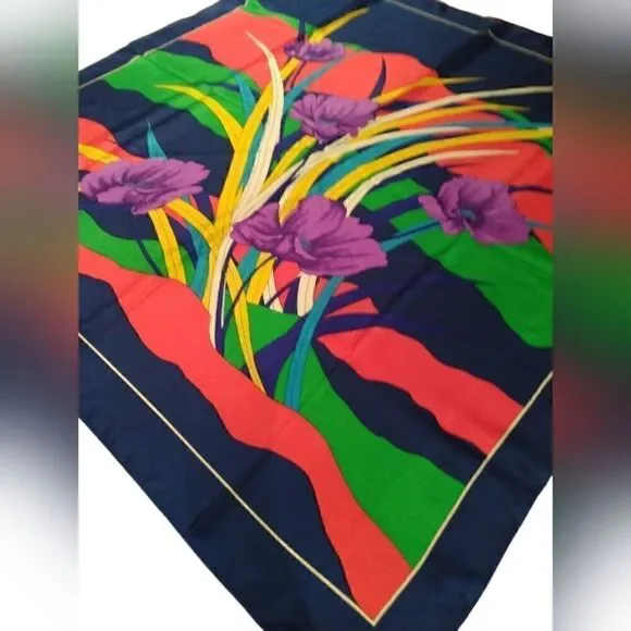 Floral Spring Summer Large Square Scarf New - Picture 3 of 8